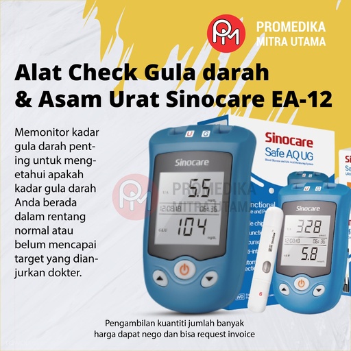 Alat Check Gula darah & Asam Urat Sinocare EA-12