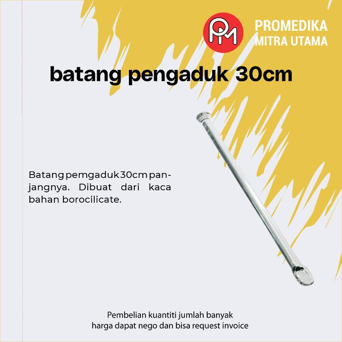 Batang Pengaduk Kaca Ujung L (15cm) [Non Merk]