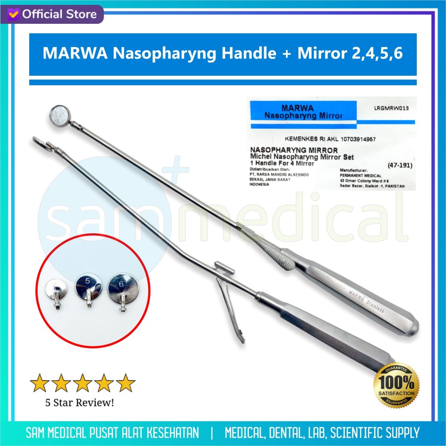 MARWA Nasopharyng Handle + Mirror 2,4,5,6 (Set)
