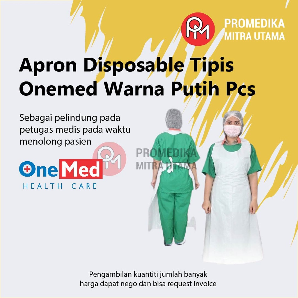 Apron Disposable Tipis Onemed Warna Putih Pcs