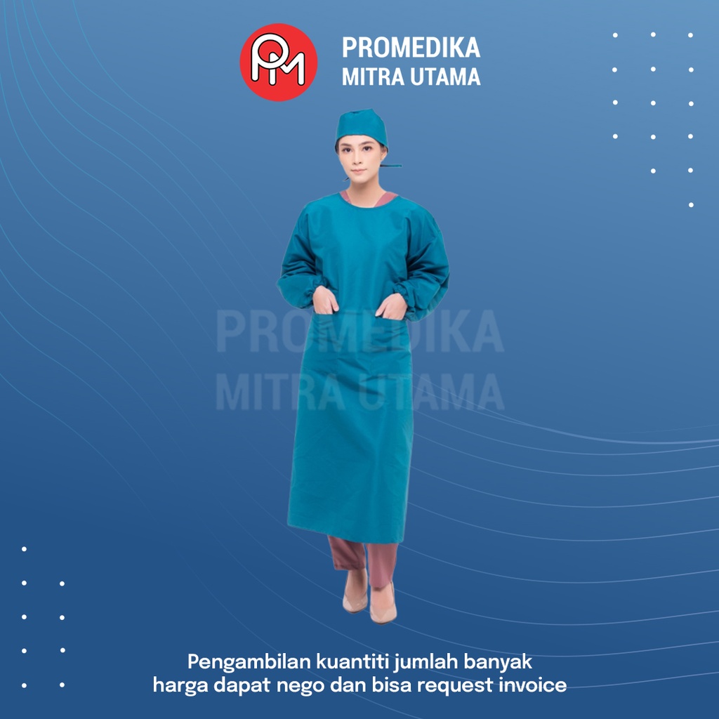 Surgical Gown Bahan Taslan Milky Tipis