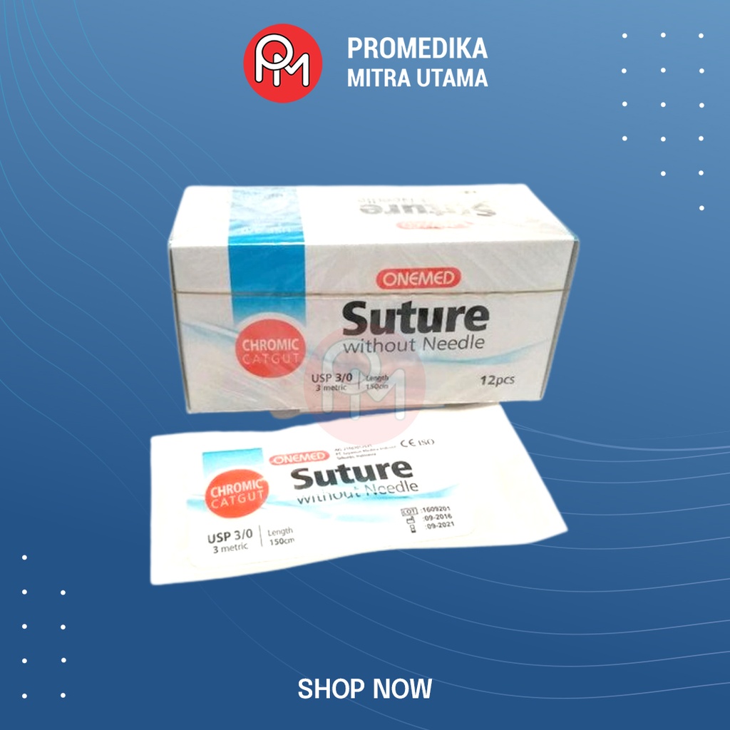 Benang Chromic Catgut Tanpa Jarum Onemed Box Isi 12