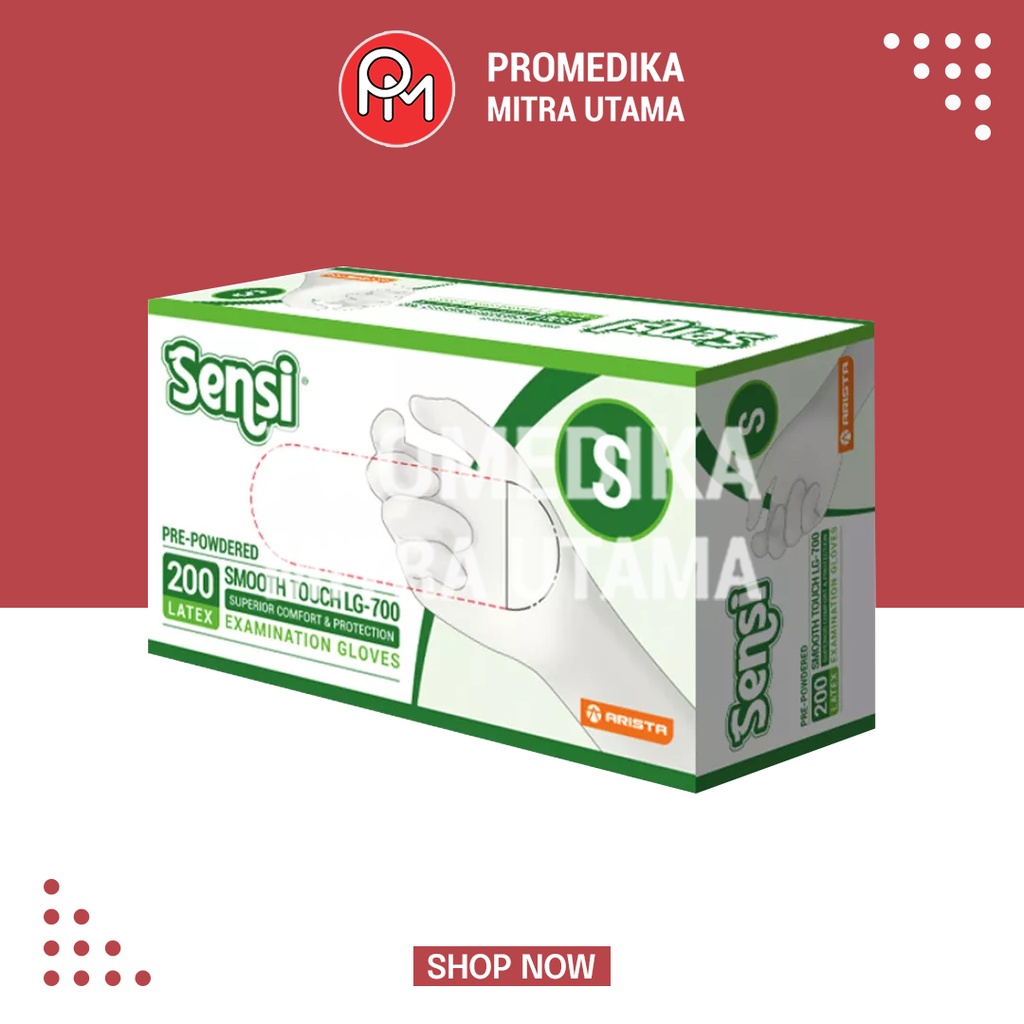 Handscoon Latex Non Steril Sensi Pre-Powdered Isi 50psg