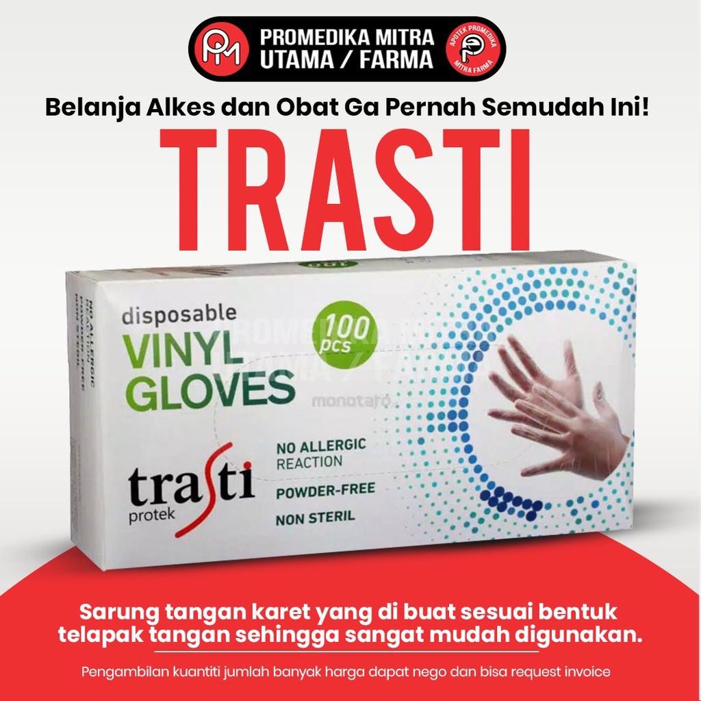 Handscoon Vinyl Free Powder Non Steril Trasti Box