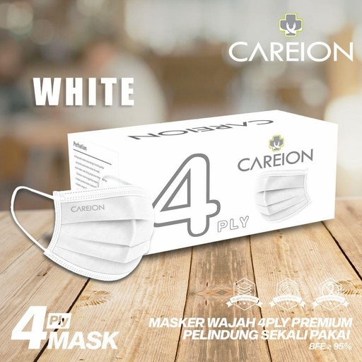 Masker Non Medis Earloop 4ply Careion Isi 50 (Putih)