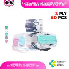 Masker Medis Headloop Neo Health Mix Warna Isi 50pcs