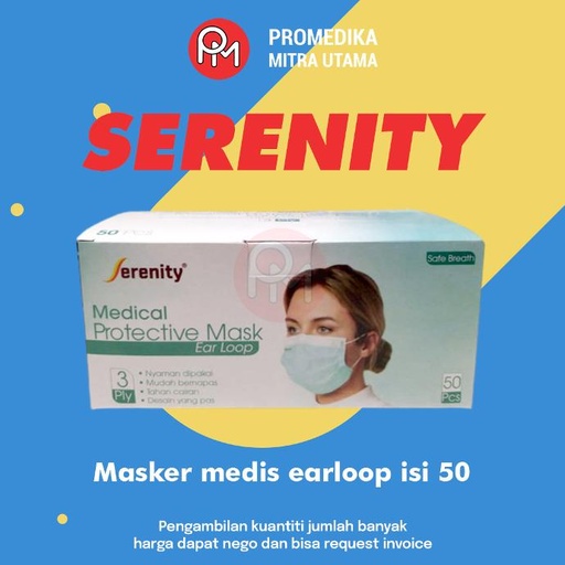 Masker Medis Earloop Serenity Isi 50