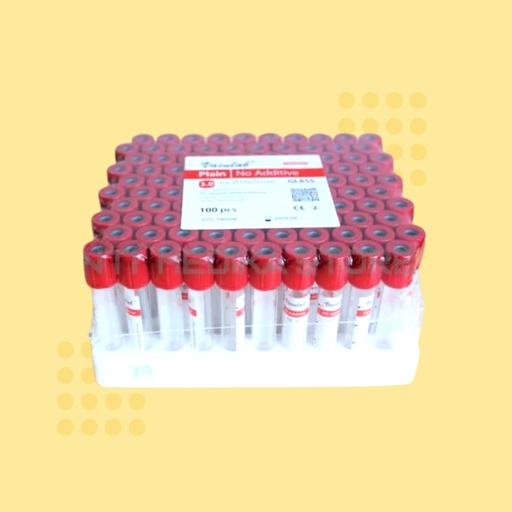 Tabung Darah 3ml Plain Warna Merah 1Pack Vaculab