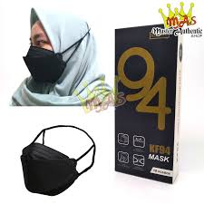 Masker Medis KF94 4ply Headloop Warna Hitam Isi 10