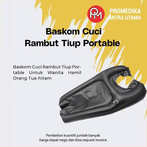 Baskom Cuci Rambut Tiup Portable Hitam [Non Merk]