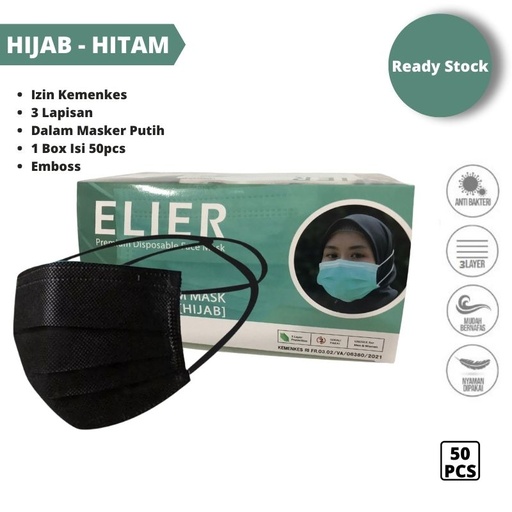 Masker Medis Headloop Elier Black Box