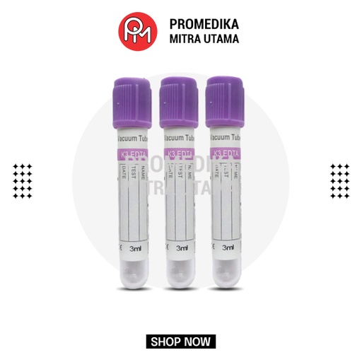 Tabung Darah 3ml EDTA Warna Ungu 1Pack Vaculab