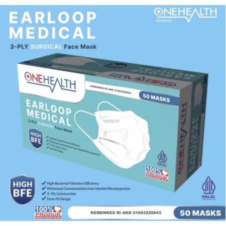 Masker Medis Earloop Onehealth 50pcs 